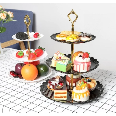 Khay dĩa đựng trái cây bánh kẹo, hoa quả 3 tầng sang trọng - Giá 69.000₫
