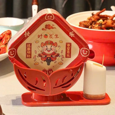 Khay Đĩa Trái Tim Đựng Hạt Dưa - Trang Trí Bánh Kẹo Đám Cưới, Đám Hỏi Vải Không Dệt Đỏ - Sáng Tạo TTC 5