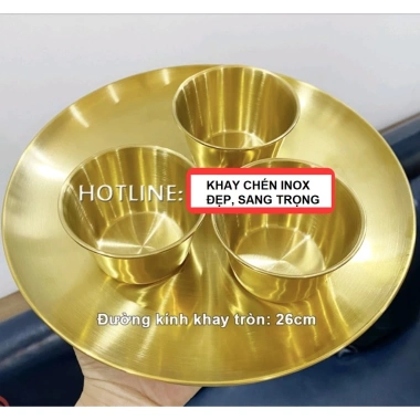 Khay đĩa tròn inox mạ vàng bạc sang trọng - Giá chỉ 38.250đ giảm tới 10.710đ 2