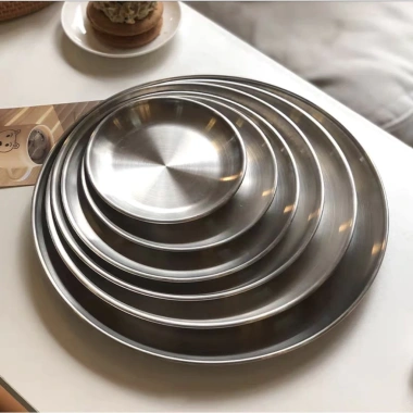Khay đĩa tròn inox mạ vàng bạc sang trọng - Giá chỉ 38.250đ giảm tới 10.710đ 7