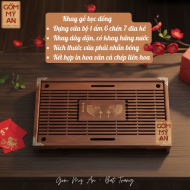 Khay đựng ấm chén trà tre truyền thống, trà đạo bàng tre hun khói, kèm khay đựng nước, chỉ 250.000đ 2