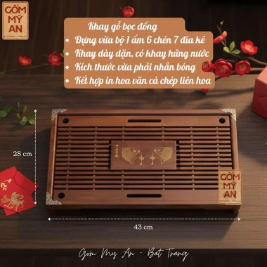 Khay đựng ấm chén trà tre truyền thống, trà đạo bàng tre hun khói, kèm khay đựng nước, chỉ 250.000đ 5