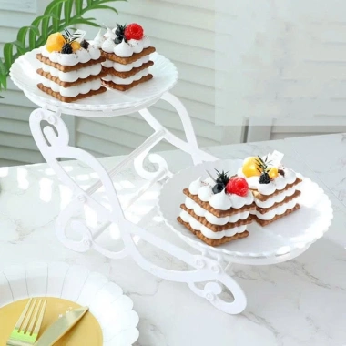 Khay Đựng Bánh Kẹo 2 Tầng Decor Tiệc Cưới, Khay Trái Cây Đơn Giản Sang Trọng - 23.000₫
