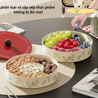 Khay đựng bánh kẹo Tết nhiều ngăn sang trọng, chất liệu cao cấp - Giá 195.000₫ 2