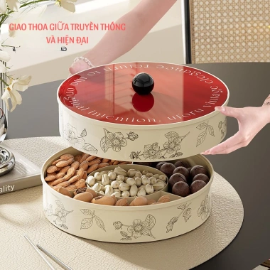 Khay đựng bánh kẹo Tết nhiều ngăn sang trọng, chất liệu cao cấp - Giá 195.000₫ 3