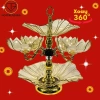Khay Đựng Mứt, Bánh Kẹo Hoa Sen 6 Cánh Xoay 360 độ Mạ Vàng Đồng Tráng Gương Cao Cấp Sang Trọng 215k