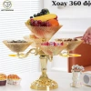 Khay Đựng Mứt, Bánh Kẹo Hoa Sen 6 Cánh Xoay 360 độ Mạ Vàng Đồng Tráng Gương Cao Cấp Sang Trọng 215k 9