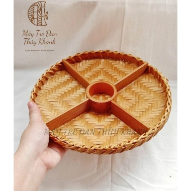 Khay đựng mứt, mẹt chia ngăn, nem nướng Thủy Khanh - Mây tre đan, giảm còn 62.000₫