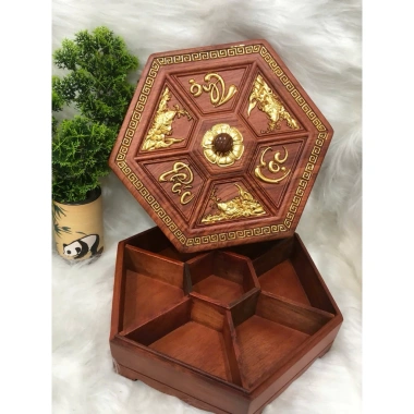 Khay đựng mứt Tết sang trọng, hộp bánh kẹo khắc chữ Phúc Lộc Thọ - 299.000