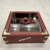 Khay đựng Mứt Tết vuông kính bọc đồng size lớn - Gỗ hương sang trọng, giảm giá 435k
