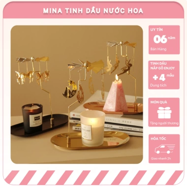 Khay đựng nến thơm xoay Mina - Phụ kiện trang trí đèn cầy, giá ưu đãi 97.000₫