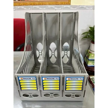 Khay đựng tài liệu 3 ngăn nhựa xéo - Kệ liên hoàn, giá chỉ 60.000₫, tiết kiệm không gian