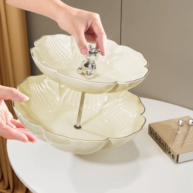 Khay đựng trái & bánh kẹo nhiều tầng kem sữa 2.026 - Bàn trà, giá 135.000 VND
