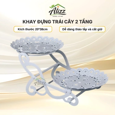 Khay Đựng Trái Cây 2 Tầng Nhựa Sang Trọng - Trang Trí Bánh Kẹo Sinh Nhật Văn Phòng
