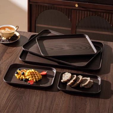 Khay giả Gỗ Nhựa m Decor màu tối – Trưng bày đồ uống, trang trí quán cafe, 33.495₫