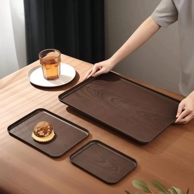Khay giả Gỗ Nhựa m Decor màu tối – Trưng bày đồ uống, trang trí quán cafe, 33.495₫