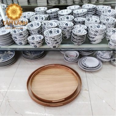 Khay Gỗ 2 Mặt Phủ Vân Gỗ - Khay Tre, Hoa Mặt Trời, Mây - Mâm Cúng Gia Tiên Giá 130.000đ