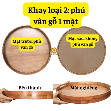 Khay Gỗ 2 Mặt Phủ Vân Gỗ - Khay Tre, Hoa Mặt Trời, Mây - Mâm Cúng Gia Tiên Giá 130.000đ