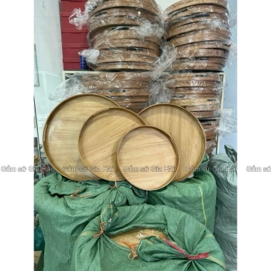 Khay Gỗ Bộ Bát Đĩa Hoa Mặt Trời 45-55cm - Mâm Gỗ Đựng Bát Cúng Gia Tiên 150k
