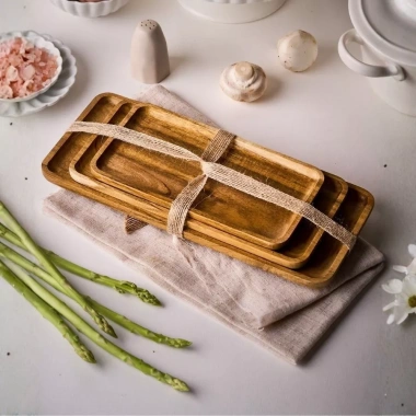 Khay gỗ chữ nhật Decor Tết - Đựng mứt, bánh, hạt, giá ưu đãi 97.500₫ | Vibasic