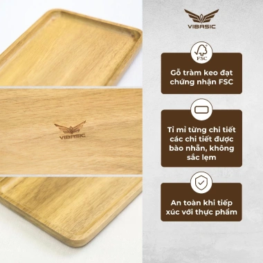 Khay gỗ chữ nhật Decor Tết - Đựng mứt, bánh, hạt, giá ưu đãi 97.500₫ | Vibasic 4