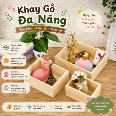 Khay gỗ decor đa năng, hộp quà thông tự nhiên, gói quà & trang trí, nhiều kích thước – Giá 36.270₫