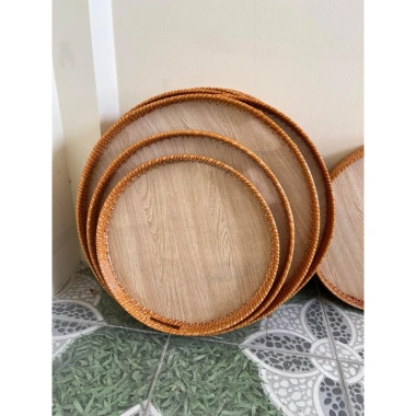 Khay gỗ đựng bát đĩa, mâm gỗ bộ đĩa mặt trời thắp hương Gia Tiên - 199.000₫