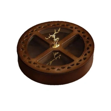 Khay gỗ nâu chia ngăn hươu vàng – Đựng bánh kẹo Tết, decor phòng khách, 260.000đ 4