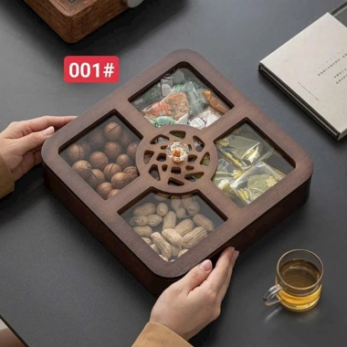 Khay gỗ nâu chia ngăn hươu vàng – Đựng bánh kẹo Tết, decor phòng khách, 260.000đ 5