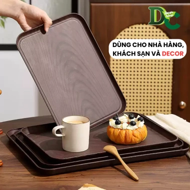 Khay gỗ nhựa vân gỗ đa năng cho quán ăn, nhà hàng và chụp ảnh - Giá chỉ 25.000 VNĐ