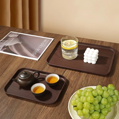Khay gỗ nhựa vân gỗ đa năng cho quán ăn, nhà hàng và chụp ảnh - Giá chỉ 25.000 VNĐ