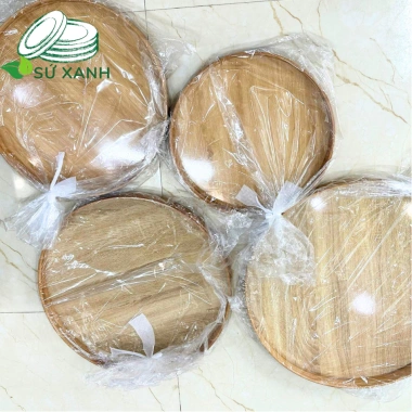 Khay Gỗ phủ vân, tre, Hoa Mặt Trời, Mây - Mâm Cúng Gia Tiên Đường Kính 45‑55cm Sứ Xanh02 giảm 130k 6
