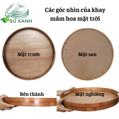 Khay Gỗ phủ vân, tre, Hoa Mặt Trời, Mây - Mâm Cúng Gia Tiên Đường Kính 45‑55cm Sứ Xanh02 giảm 130k 10