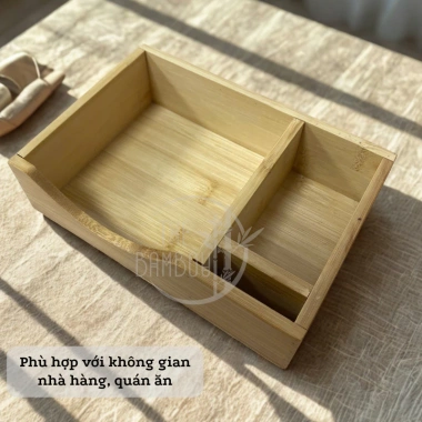 Khay gỗ tre đa năng nhiều ngăn an toàn - Đựng giấy ăn, gia vị cho nhà hàng, quán ăn 4
