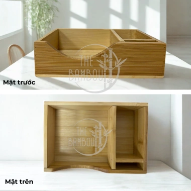 Khay gỗ tre đa năng nhiều ngăn an toàn - Đựng giấy ăn, gia vị cho nhà hàng, quán ăn 9