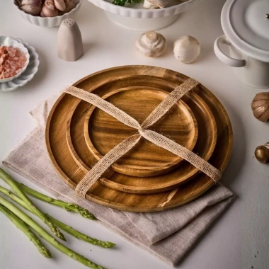 Khay gỗ tròn Decor Tết – Quà Tết, bàn trà, đựng mứt, bánh, hạt | 97.500 VNĐ – Vibasic