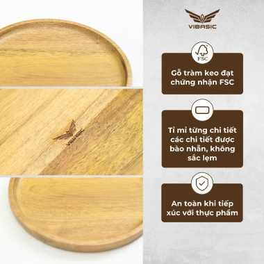 Khay gỗ tròn Decor Tết – Quà Tết, bàn trà, đựng mứt, bánh, hạt | 97.500 VNĐ – Vibasic