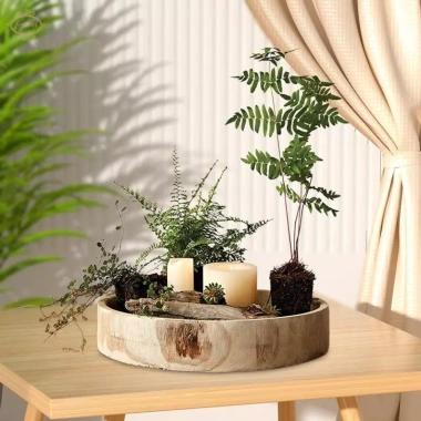 Khay Gỗ Tròn Đĩa Trái Cây, Đựng Nến, Trang Trí Phòng Khách Giá 321.200đ 3