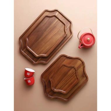 Khay gỗ uốn lượn đựng ấm chén, trà, bánh kẹo Tết - phong cách Nhật, 189.000₫ 4