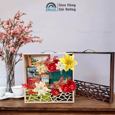 Khay Gỗ Vali Gói Quà Tết HAMET - Thiết Kế Hiên Đại, Điểm Nhấn Độc Đáo
