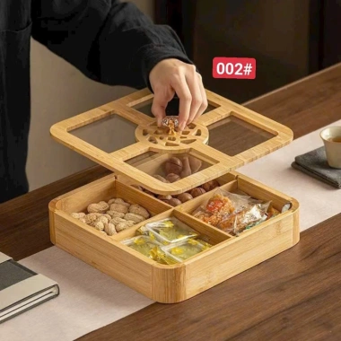 Khay gỗ vuông đựng bánh kẹo, ô mai, mứt Tết - Decor bàn trà, phòng khách