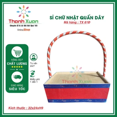 Khay gói quà chữ nhật quấn dây - Giỏ gói quà Tết sang trọng, giảm còn 60.000 VND 4