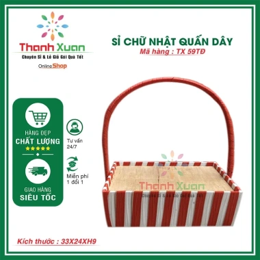 Khay gói quà chữ nhật quấn dây - Giỏ gói quà Tết sang trọng, giảm còn 60.000 VND 6