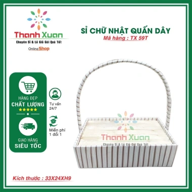 Khay gói quà chữ nhật quấn dây - Giỏ gói quà Tết sang trọng, giảm còn 60.000 VND 7