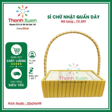Khay gói quà chữ nhật quấn dây - Giỏ gói quà Tết sang trọng, giảm còn 60.000 VND 9