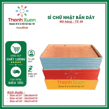 Khay gói quà Tết chữ nhật bắn dây, giỏ quà tặng, giá chỉ 51.000₫ giảm từ 62.220₫