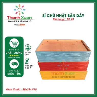 Khay gói quà Tết chữ nhật bắn dây, giỏ quà tặng, giá chỉ 51.000₫ giảm từ 62.220₫