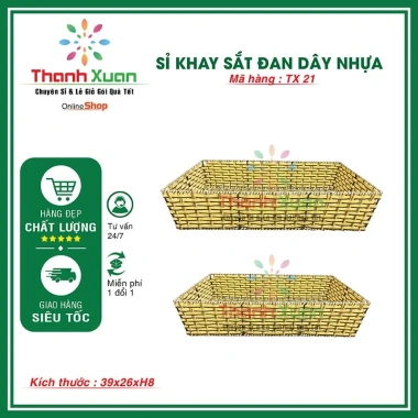Khay gói quà Tết chữ nhật bắn dây, giỏ quà tặng, giá chỉ 51.000₫ giảm từ 62.220₫