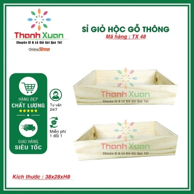 Khay gói quà Tết chữ nhật bắn dây, giỏ quà tặng, giá chỉ 51.000₫ giảm từ 62.220₫