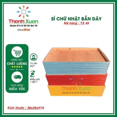 Khay gói quà Tết chữ nhật bắn dây, giỏ quà tặng, giá chỉ 51.000₫ giảm từ 62.220₫